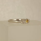 yellow princess sapphire trio melted silver ring - Size 7 - O