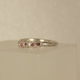 Pink sapphire melted silver ring - Size 6 / L