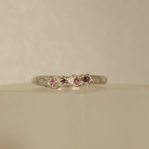 Pink sapphire melted silver ring - Size 6 / L