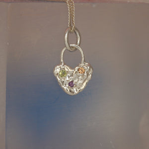 silver melted heart pendant and chain