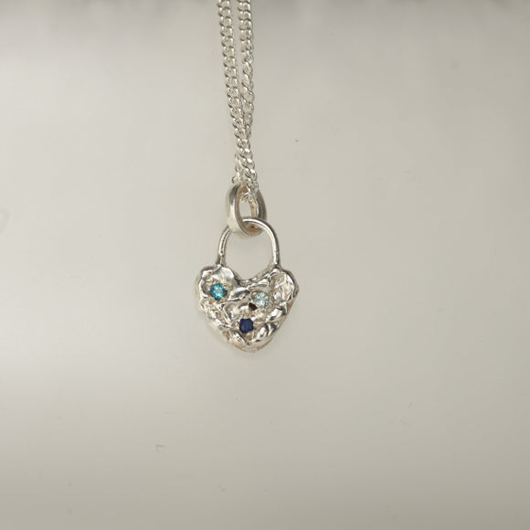 Blue heart pendant and chain