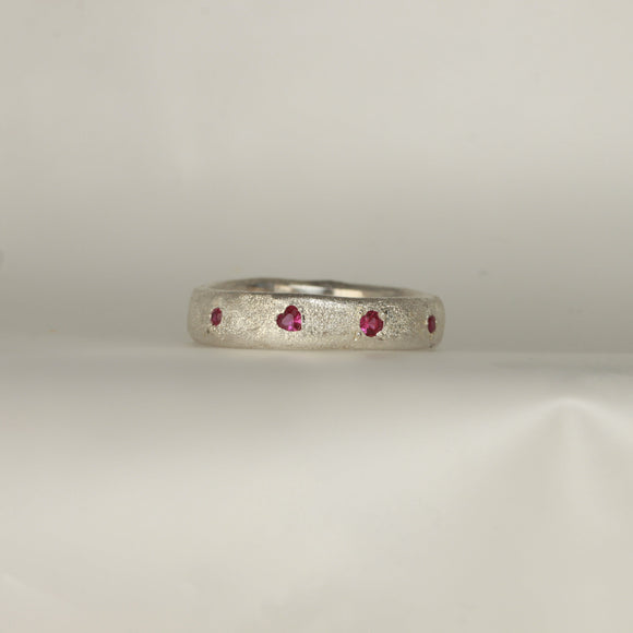 lab grown ruby heart band - Size 6.5 or M.5