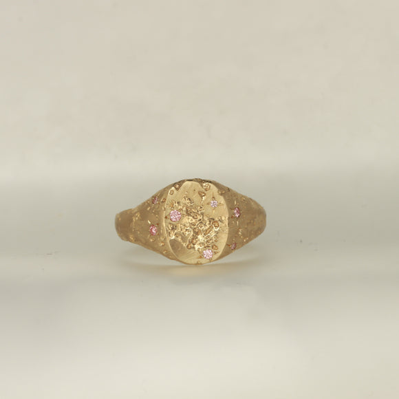 Pink diamond gold signet - Size 9 / S