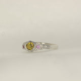 yellow sapphire melted silver ring - Size 4.5 / J