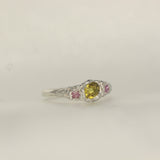 yellow sapphire melted silver ring - Size 4.5 / J