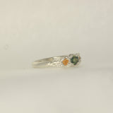 Green sapphire melted silver ring - Size 5 / J.5