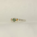 Green sapphire melted silver ring - Size 5 / J.5